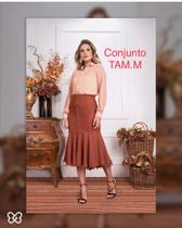 Conjunto blusa em Ribamar e saia midi em laise ta. M Conjunto blusa em Ribamar e saia midi em laise ta. M