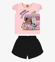 Conjunto Blusa Estampa Animada E Shorts Rovi Kids Rosa