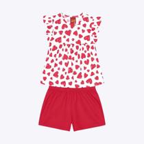 Conjunto Blusa Estampa Corações e Shorts em Moletinho Infantil Feminino Kyly 1000232