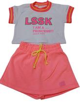 Conjunto Blusa Estampada Shorts Menina Verão LessaKids 8709