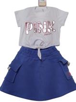 Conjunto Blusa Estampada Shorts Saia Menina LessaKids 8672