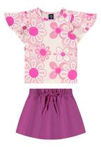 Conjunto Blusa Floral e Short-Saia Bee Loop