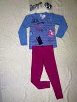 Conjunto Blusa Franzida ML e Calça Legging Listrada A/R Conjunto Blusa Franzida ML e Calça Legging Listrada A/R