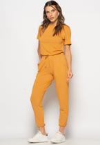 Conjunto Blusa Gola Redonda M/C e Jogger Recortes Malha Caramelo Salvatore Conjunto Blusa Gola Redonda M/C e Jogger Recortes Malha Caramelo Salvatore