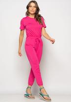 Conjunto Blusa Gola Redonda M/C e Jogger Recortes Malha Rosa Salvatore Conjunto Blusa Gola Redonda M/C e Jogger Recortes Malha Rosa Salvatore