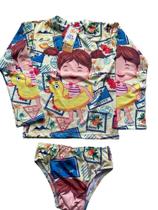 Conjunto Blusa Longa e Biquíni Menina Proteção Solar Infantil