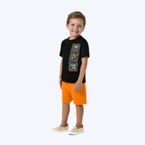 Conjunto Blusa Manga Curta Basquete E Bermuda Infantil Menino Kyly 1001087 Preto
