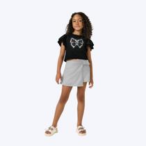 Conjunto Blusa Manga Curta Borboleta E Shorts-Saia Infantil Menina Kyly 1001048 Preto