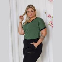 Conjunto Blusa Manga Curta E Calça Capri Plus Size Verão
