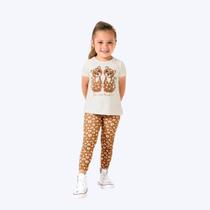 Conjunto Blusa Manga Curta E Calça Legging Animal Print Infantil Menina Kyly 1001014 Branco Conjunto Blusa Manga Curta E Calça Legging Animal Print Infantil Menina Kyly 1001014 Branco