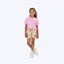 Conjunto Blusa Manga Curta E Shorts Estampado Frutinhas Infantil Menina Mundo Cinti 12557 Rosa