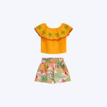Conjunto Blusa Manga Curta E Shorts Estampado Infantil Menina Nanai 6000278 Offwhite