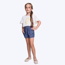 Conjunto Blusa Manga Curta e Shorts Jeans Infantil Feminino Have Fun 29649