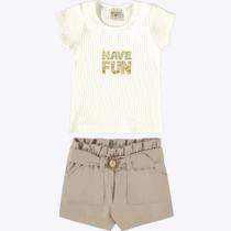 Conjunto Blusa Manga Curta e Shorts Sarja Infantil Menina Have Fun 28941