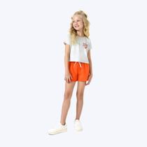 Conjunto Blusa Manga Curta Love E Shorts Liso Infantil Menina 1001036 Mescla