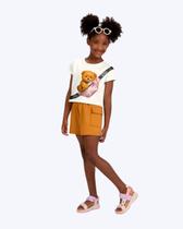 Conjunto Blusa Manga Curta Ursinha e Shorts Moletom Infantil Feminino Kyly 1002001