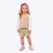 Conjunto Blusa Manga Longa com Colete Xadrez e Shorts Infantil Menina Vigat 4008 Conjunto Blusa Manga Longa com Colete Xadrez e Shorts Infantil Menina Vigat 4008