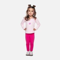 Conjunto Blusa Manga Longa E Calça Cotton Infantil Menina Have Fun 29401 Rosa