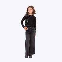 Conjunto Blusa Manga Longa E Calça Jeans Lavagem Escura Juvenil Menina Vigat 7012 Preto