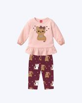 Conjunto Blusa Manga Longa e Calça Legging Gatinha Bebê Menina Kyly P1001510