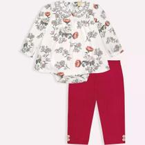 Conjunto Blusa Manga Longa E Calça Milon Cor:Off WhiteTamanho:9-12M