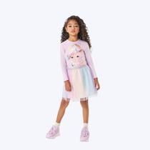 Conjunto Blusa Manga Longa E Shorts-Saia Em Tule Colorida Infantil Menina Mundo Cinti 12346 Natural