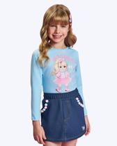 Conjunto Blusa Manga Longa e Shorts-Saia Jeans Infantil Feminino Cinti 12932 Conjunto Blusa Manga Longa e Shorts-Saia Jeans Infantil Feminino Cinti 12932