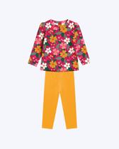 Conjunto Blusa Manga Longa Flores e Calça Legging Infantil Feminino Kyly P1001529