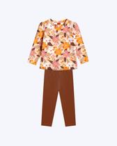 Conjunto Blusa Manga Longa Flores e Calça Legging Infantil Feminino Kyly P1001529