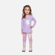 Conjunto Blusa Manga Longa Unicórnio E Calça Legging Colorida Infantil Menina Have Fun 29408 Rosa