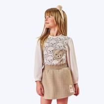 Conjunto Blusa Manga Longa Ursinho E Shorts-Saia Bege Infantil Menina Mundo Cinti 12393 Natural Conjunto Blusa Manga Longa Ursinho E Shorts-Saia Bege Infantil Menina Mundo Cinti 12393 Natural