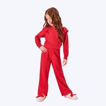 Conjunto Blusa Moletom Babado e Wide Leg Vermelho Infantil Menina Mundo Cinti 12402 Conjunto Blusa Moletom Babado e Wide Leg Vermelho Infantil Menina Mundo Cinti 12402