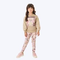 Conjunto Blusa Moletom e Calça Legging Ursinhos Bege Infantil Menina Mundo Cinti 12362 Conjunto Blusa Moletom e Calça Legging Ursinhos Bege Infantil Menina Mundo Cinti 12362