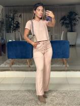 Conjunto Blusa Mulet Manga Curta E Calça Pantalona Com Bolso Conjunto Blusa Mulet Manga Curta E Calça Pantalona Com Bolso