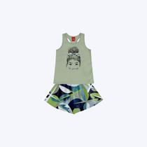 Conjunto Blusa Regata E Shorts Soltinho Estampado Infantil Menina Kyly P1001035 Rosa Conjunto Blusa Regata E Shorts Soltinho Estampado Infantil Menina Kyly P1001035 Rosa