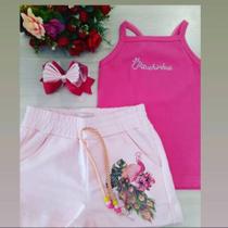 Conjunto blusa ribanna e short