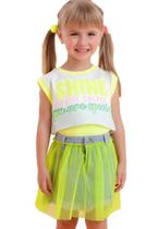 Conjunto Blusa Saia Infantil Neon Petit Cherrie