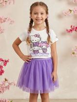 Conjunto Blusa Saia Shorts de Tule Hello Kitty Together Momi Conjunto Blusa Saia Shorts de Tule Hello Kitty Together Momi