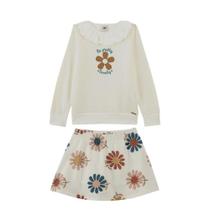 Conjunto blusa saia-shorts flores off white marlan