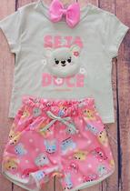 CONJUNTO BLUSA SEJA DOCE/SHORTS URSINHOS JACA LELE Verde