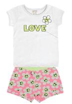 Conjunto Blusa Short Bebê Rosa Pulla Bulla