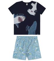 Conjunto(blusa+short)infantil masculino/menino shark