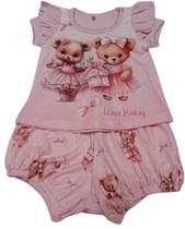 Conjunto Blusa Shorts Bebê Menina Estampado Verão Lessa 9092 Conjunto Blusa Shorts Bebê Menina Estampado Verão Lessa 9092