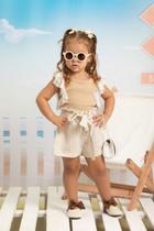 Conjunto Blusa + Shorts Linho Menina Verão Lessa Kids B9168