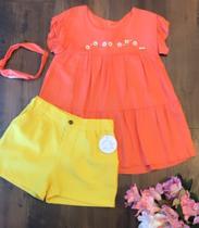 Conjunto Blusa + Shorts Luxo Menina D'Tuiá Baby Verão 2504 Conjunto Blusa + Shorts Luxo Menina D'Tuiá Baby Verão 2504