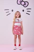 Conjunto blusa strass e saia onda hello kitty momi