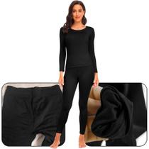 Conjunto Blusa Térmica Flanelada + Meia Calça Térmica Flanelada Feminina Tamanho Único