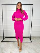 Conjunto Blusa Trança Gola Alta e Saia Midi Trança Modal Conjunto Blusa Trança Gola Alta e Saia Midi Trança Modal