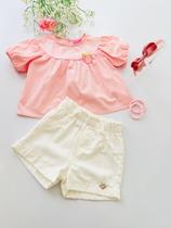 Conjunto Blusa Tricoline e Shorts Sarja Momi