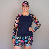 Conjunto Blusa Uv + Short De Praia + Brinde Viseira Plus Size Moda Praia Modesta Conjunto Blusa Uv + Short De Praia + Brinde Viseira Plus Size Moda Praia Modesta